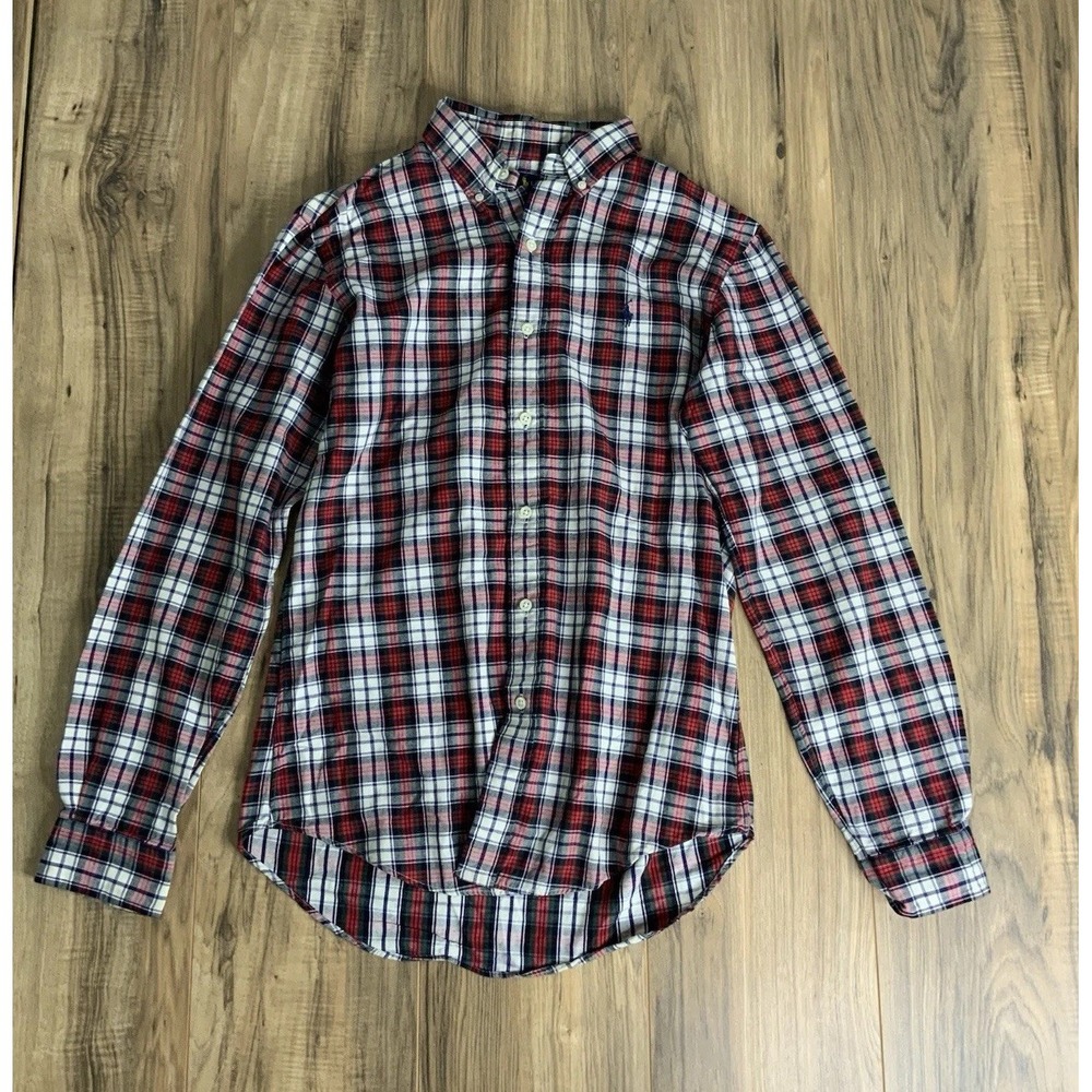 Ralph Lauren Men's Small Button‎ Up Casual Shirt Custom Fit Plaid Long Sleeve